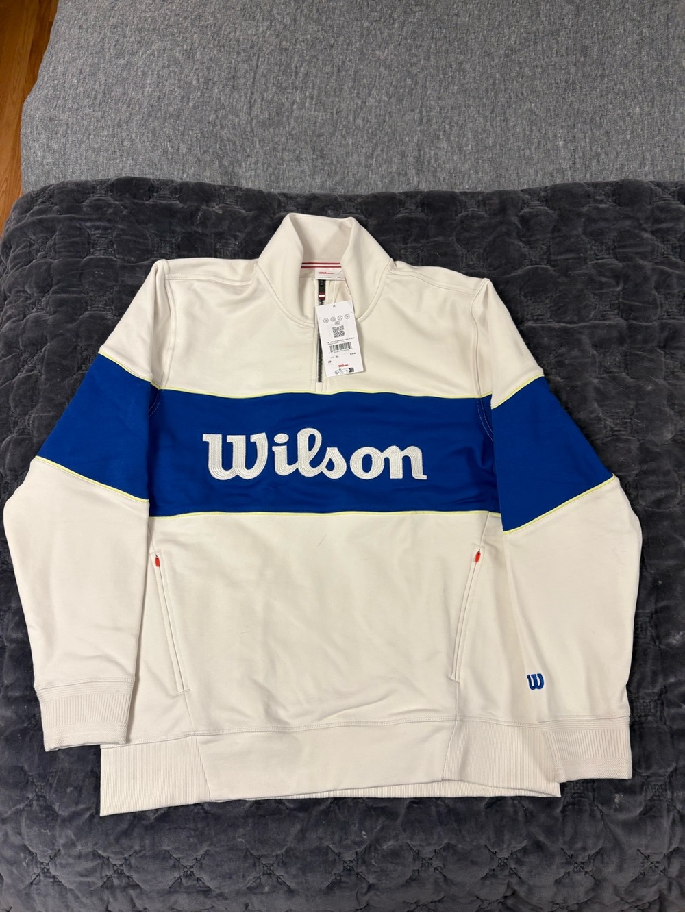 Wilson Men’s Cream & Royal Blue Half-Zip Sweatshirt